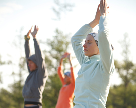 Group Doing morning Qi Gong outdoors